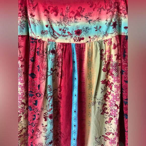 Y2K Sunset Patchwork Boho Skirt Festival Cottagecore Dream 100% Cotton Size 8 - Picture 7 of 9